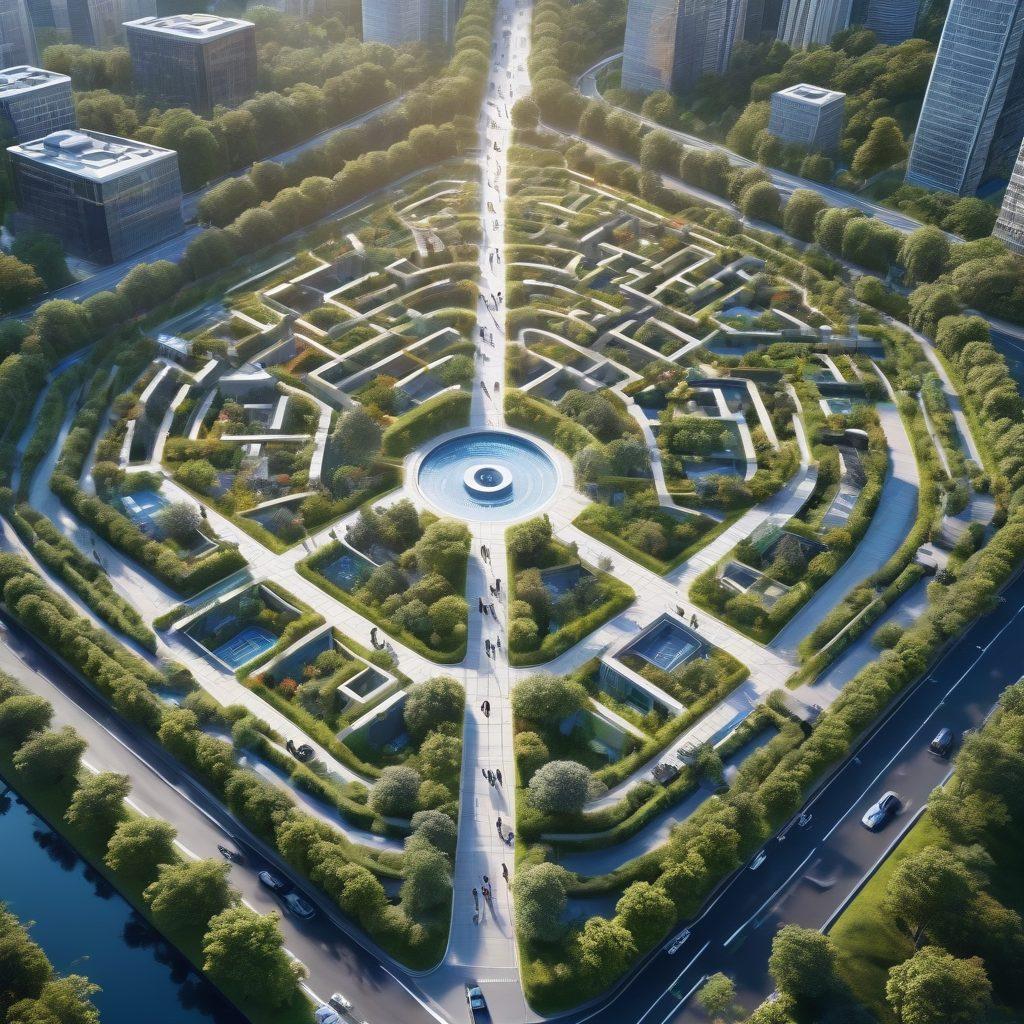 A detailed and vibrant landscape depicting a maze with various paths labeled with different types of insurance (health, auto, home, etc.), symbolizing the complexity of choosing the right options. Include a person standing at a crossroads, holding a map to represent strategy and decision-making. In the background, hints of modern cityscape and nature blend to illustrate a balanced approach to coverage and risk management. super-realistic. vibrant colors. 3D.